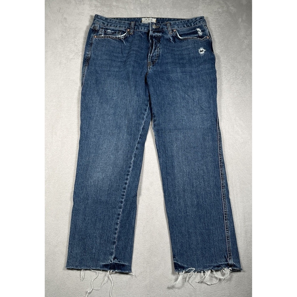 Free People We The Free Raw Hem Straight Leg High Rise Button Fly Jeans Size 33